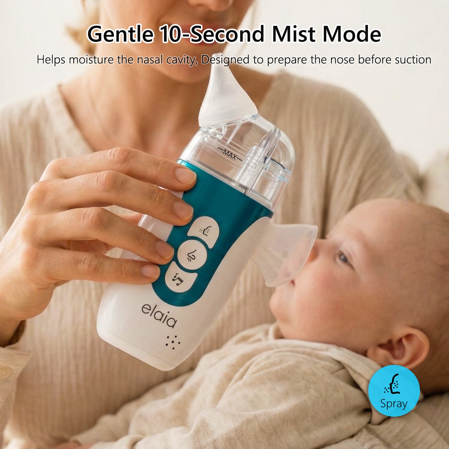 elaia 2-in-1 Nasal Aspirator for Baby with Spray