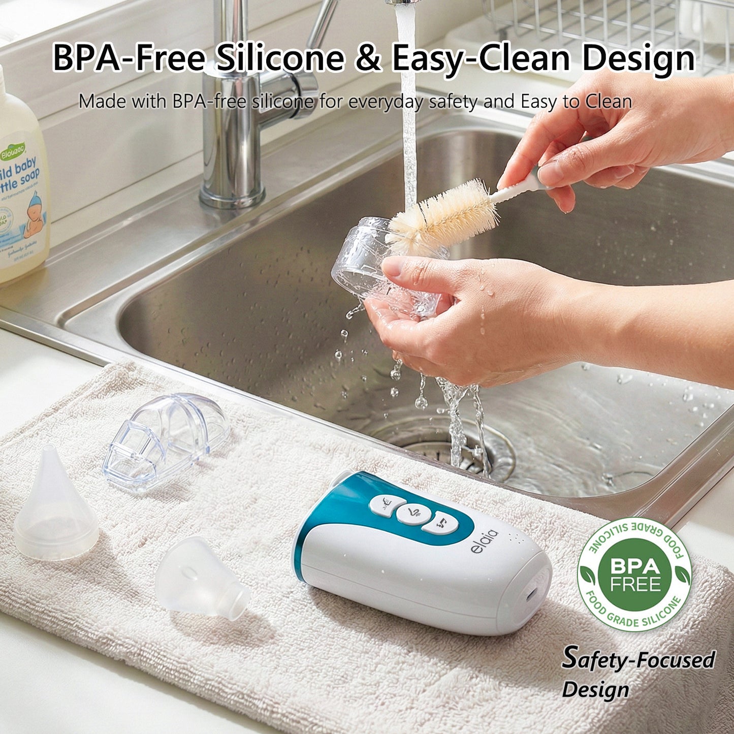 elaia 2-in-1 Nasal Aspirator for Baby with Spray